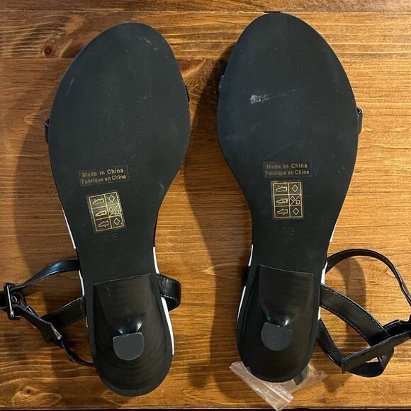 Jeffrey Campbell Women’s Heeled Sandals Size 7.5 Black White Daisy Boho Spring - Picture 9 of 15